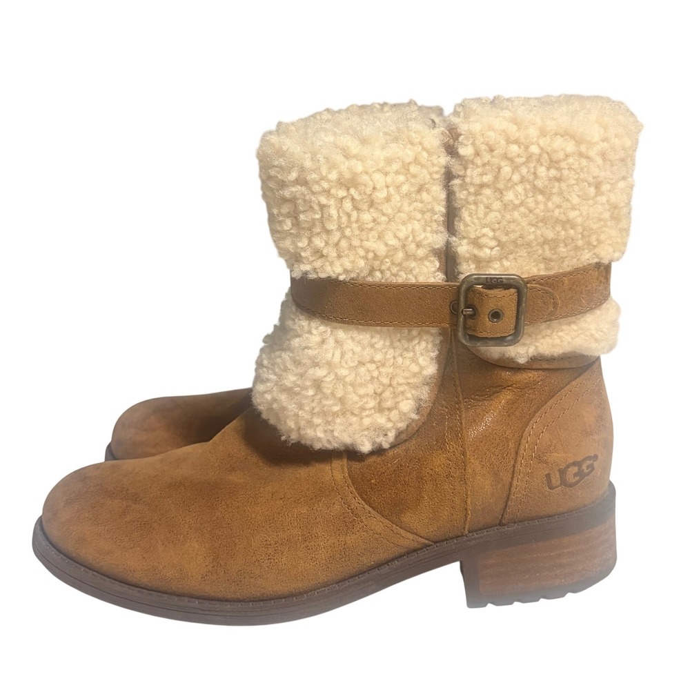 UGG Simmens Waterproof Leather Suede Boots‎ Chestnut Brown 1008220 Womens 8.5 - Picture 3 of 8